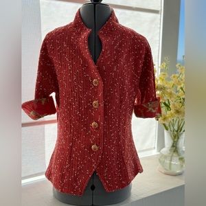 ST. JOHN Collection boucle tweed knit jacket top.